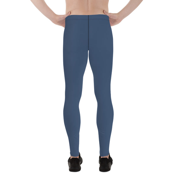 Dark Blue Solid Color Meggings, Dark Blue Solid Color Print Premium Classic Elastic Comfy Men's Leggings Fitted Tights Pants - Made in USA/EU (US Size: XS-3XL) Spandex Meggings Men's Workout Gym Tights Leggings, Compression Tights, Kinky Fetish Men Pants