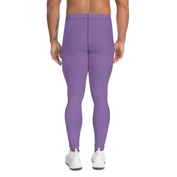 Lavender Purple Color Men's Leggings, Solid Purple Color Print Sexy Meggings Men's Workout Gym Tights Leggings, Men's Compression Tights Pants - Made in USA/ EU/ MX (US Size: XS-3XL) 