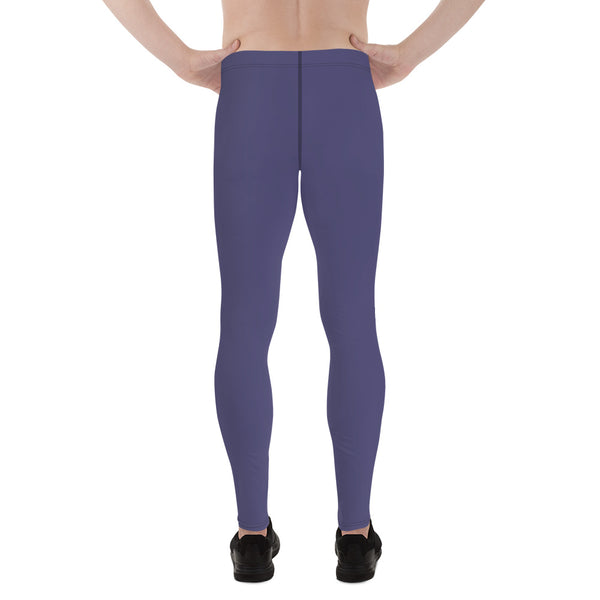 Dark Purple Color Men's Leggings, Solid Purple Color Print Sexy Meggings Men's Workout Gym Tights Leggings, Men's Compression Tights Pants - Made in USA/ EU/ MX (US Size: XS-3XL) 