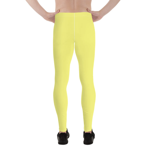 Bright Yellow Color Meggings, Solid Yellow Color Print Sexy Meggings Men's Workout Gym Tights Leggings, Men's Compression Tights Pants - Made in USA/ EU/ MX (US Size: XS-3XL) 