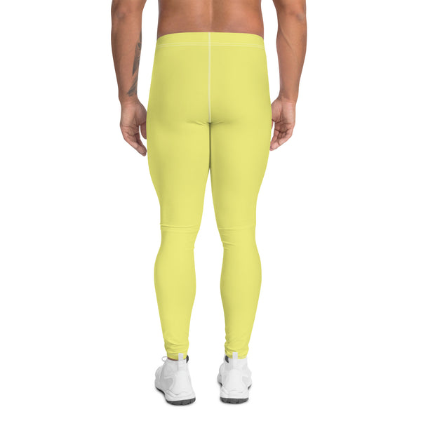 Bright Yellow Color Meggings, Solid Yellow Color Print Sexy Meggings Men's Workout Gym Tights Leggings, Men's Compression Tights Pants - Made in USA/ EU/ MX (US Size: XS-3XL) 