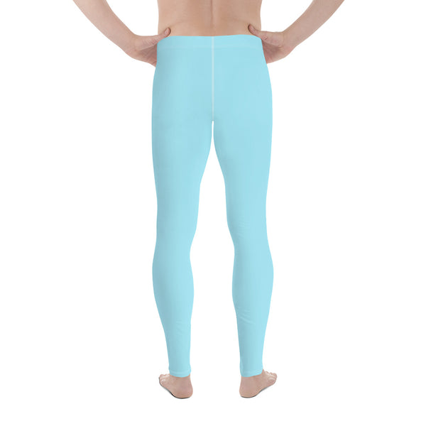 Baby Blue Solid Color Meggings, Baby Blue Solid Color Print Premium Classic Elastic Comfy Men's Leggings Fitted Tights Pants - Made in USA/EU (US Size: XS-3XL) Spandex Meggings Men's Workout Gym Tights Leggings, Compression Tights, Kinky Fetish Men Pants
