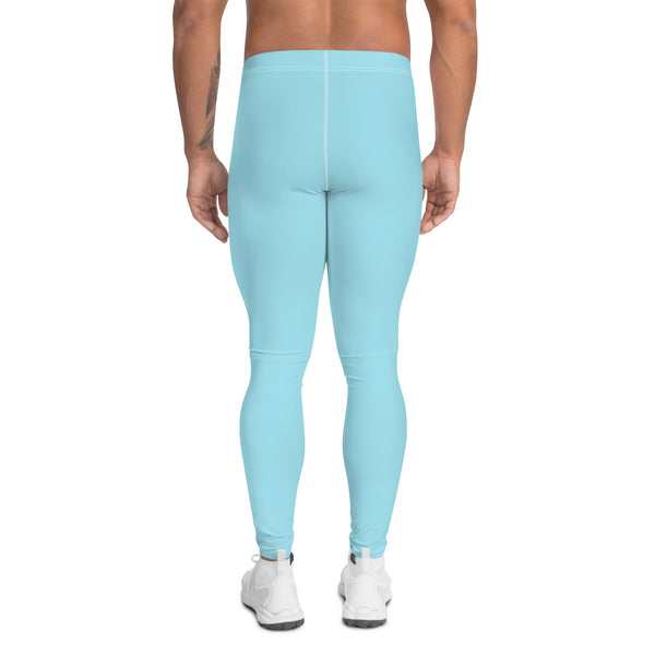 Baby Blue Solid Color Meggings, Baby Blue Solid Color Print Premium Classic Elastic Comfy Men's Leggings Fitted Tights Pants - Made in USA/EU (US Size: XS-3XL) Spandex Meggings Men's Workout Gym Tights Leggings, Compression Tights, Kinky Fetish Men Pants
