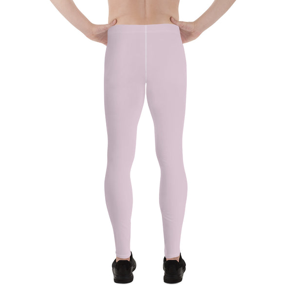 Light Pastel Pink Color Meggings, Solid Pink Color Print Premium Classic Elastic Comfy Men's Leggings Fitted Tights Pants - Made in USA/MX/EU (US Size: XS-3XL) Spandex Meggings Men's Workout Gym Tights Leggings, Compression Tights, Kinky Fetish Men Pants