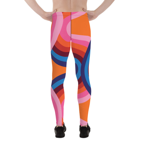 Orange Retro Style Men's Leggings