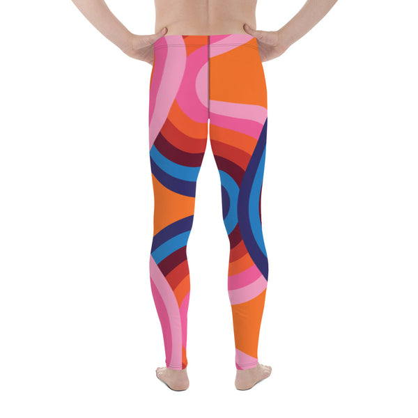 Orange Retro Style Men's Leggings