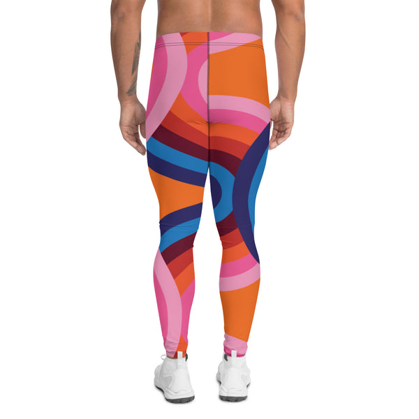 Orange Retro Style Men's Leggings