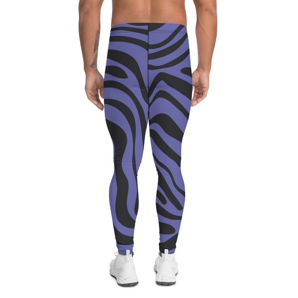 Purple Black Animal Striped Meggings, Sexy Meggings Men's Workout Gym Tights Leggings, Men's Compression Tights Pants - Made in USA/ EU/ MX (US Size: XS-3XL) 
