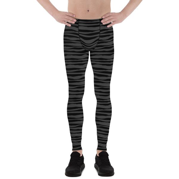 Grey Stripes Men's Leggings, Striped Modern Meggings  Best Premium Workout Modern Minimalist Striped Modern Meggings, Men's Leggings Tights Pants - Made in USA/EU/ Mexico (US Size: XS-3XL) Sexy Meggings Men's Workout Gym Tights Leggings