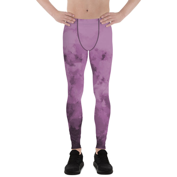 Purple Abstract Best Men's Leggings, Purple Clouds Cute Abstract Designer Print Sexy Meggings Men's Workout Gym Tights Leggings, Men's Compression Tights Pants - Made in USA/ EU/ MX (US Size: XS-3XL) 