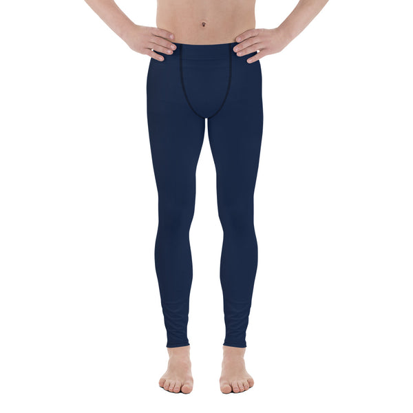 Navy Blue Men's Leggings, Solid Color Best Men's Leggings Compression Tights For Men, Sexy Meggings Men's Workout Gym Tights Leggings, Men's Compression Tights Pants - Made in USA/ EU/ MX (US Size: XS-3XL) 