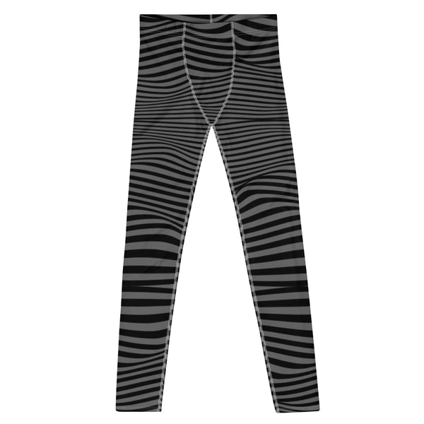 Black Grey Curvy Men's Leggings, Great Wave Abstract Pattern Designer Print Sexy Meggings Men's Workout Gym Tights Leggings, Men's Compression Tights Pants - Made in USA/ EU/ MX (US Size: XS-3XL) Patterned&nbsp;Leggings For Men, Tights Workout, Men's Compression Pants, Mens Festival Leggings, Mens Leggings Fashion, Mens Tights