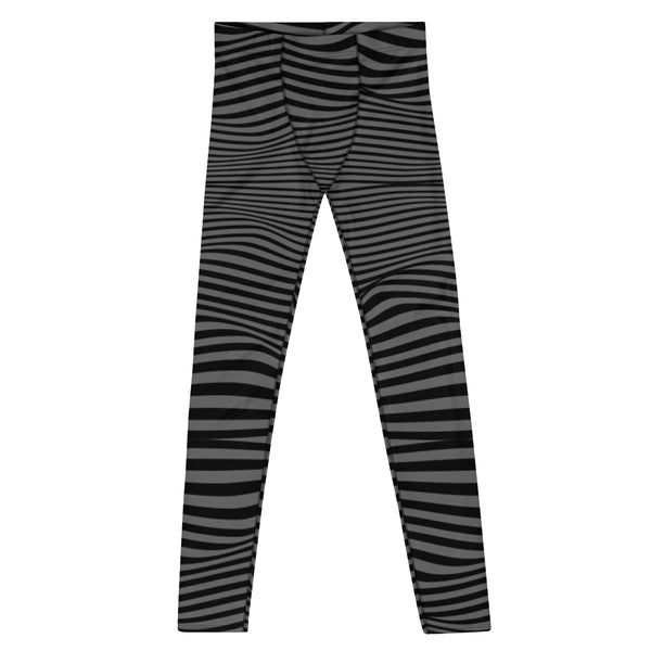 Gray Waves Men's Leggings, Wavy Print Designer Men's Leggings Tights Pants - Made in USA/EU/MX (US Size: XS-3XL)&nbsp;Sexy Meggings Men's Workout Gym Tights Leggings