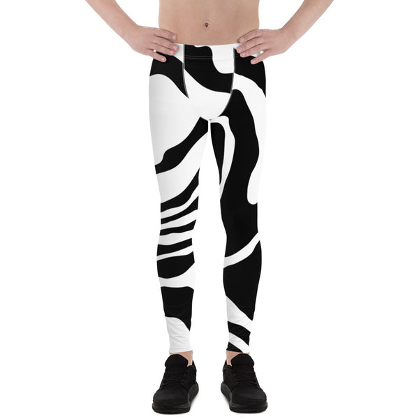 Black White Swirl Meggings, Best Black and White Marble Print Signature  Designer Print Sexy Meggings Men's Workout Gym Tights Leggings, Men's Compression Tights Pants - Made in USA/ EU/ MX (US Size: XS-3XL) Swirl Tights 
