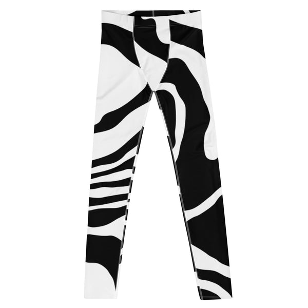 Black White Swirl Meggings, Best Black and White Marble Print Signature  Designer Print Sexy Meggings Men's Workout Gym Tights Leggings, Men's Compression Tights Pants - Made in USA/ EU/ MX (US Size: XS-3XL) Swirl Tights 