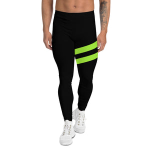 Neon Green Best Men's Leggings, Neon Green and Black Striped Designer Print Sexy Meggings Men's Workout Gym Tights Leggings, Men's Compression Tights Pants - Made in USA/ EU/ MX (US Size: XS-3XL)&nbsp;