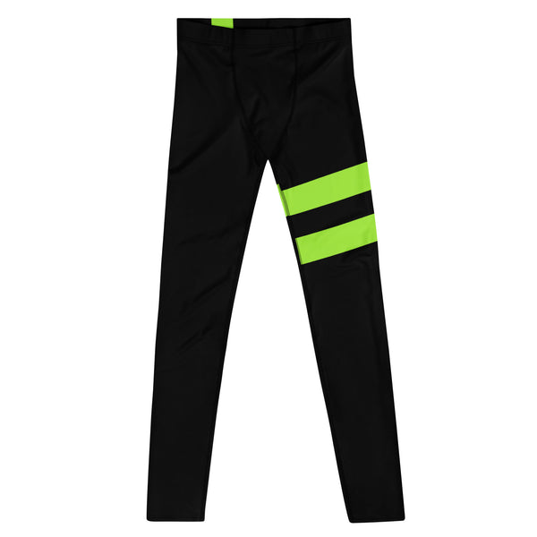 Neon Green Best Men's Leggings, Neon Green and Black Striped Designer Print Sexy Meggings Men's Workout Gym Tights Leggings, Men's Compression Tights Pants - Made in USA/ EU/ MX (US Size: XS-3XL)&nbsp;