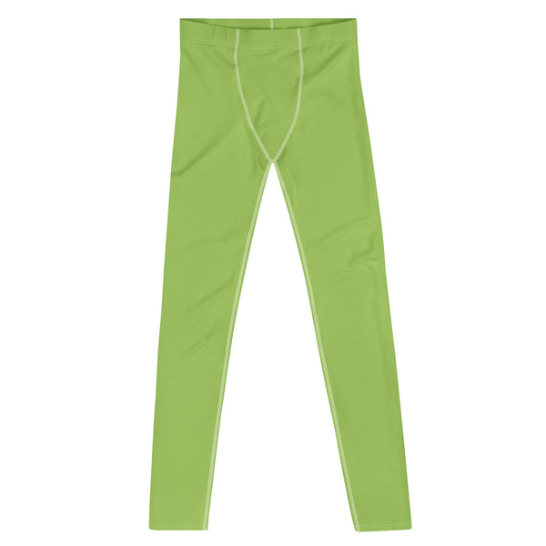 Mint Green Color Men's Leggings, Solid Bright Green Solid Color Best Modern Sexy Meggings Men's Workout Gym Sports Running Tights Leggings, Men's Compression Tights Pants - Made in USA/ EU/MX (US Size: XS-3XL)
