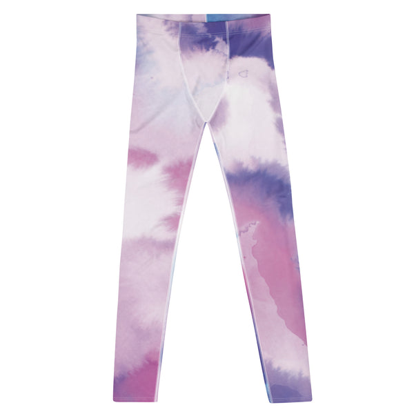 Pink Purple Abstract Men's Leggings, Mixed Colorful Designer Print Sexy Meggings Men's Workout Gym Tights Leggings, Men's Compression Tights Pants - Made in USA/ EU/ MX (US Size: XS-3XL) 