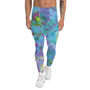 Colorful Tie Dyed Men's Leggings, Mens Tie Dye Pants, Colorful Abstract Tie Dye Designer Print Sexy Meggings Men's Workout Gym Tights Leggings, Men's Compression Tights Pants - Made in USA/ EU/ MX (US Size: XS-3XL) Tie Dye Clothes, Tie Dye Leggings