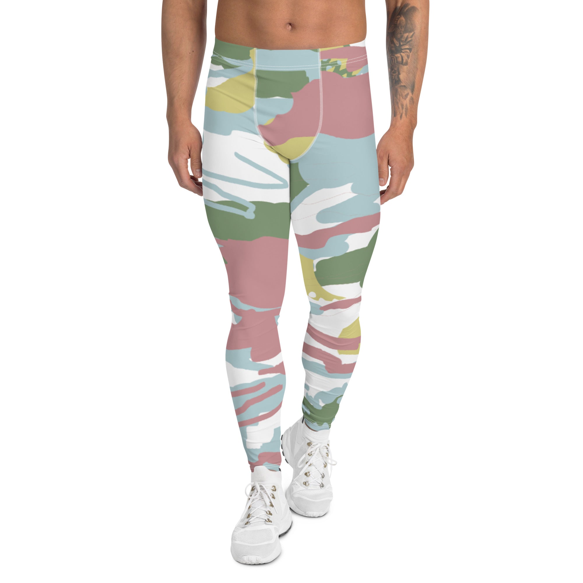 Green Army Camo Leggings for Men Military Camouflage Pattern Print