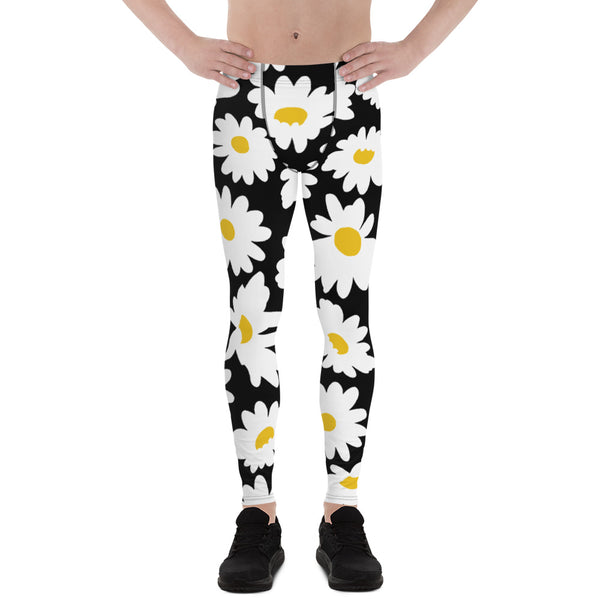 Black White Daisies Men's Leggings