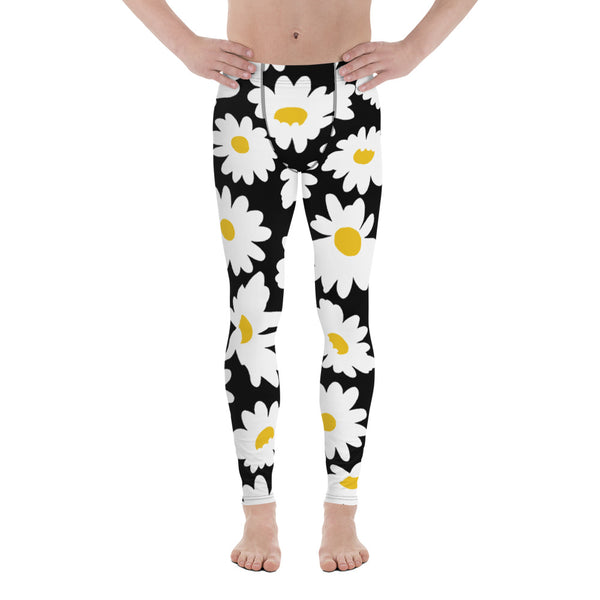 Black White Daisies Men's Leggings