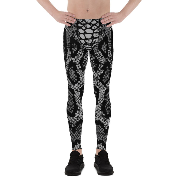 Black Snake Print Men's Leggings