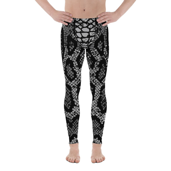 Black Snake Print Men's Leggings