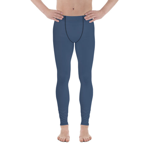 Dark Blue Solid Color Meggings, Dark Blue Solid Color Print Premium Classic Elastic Comfy Men's Leggings Fitted Tights Pants - Made in USA/EU (US Size: XS-3XL) Spandex Meggings Men's Workout Gym Tights Leggings, Compression Tights, Kinky Fetish Men Pants