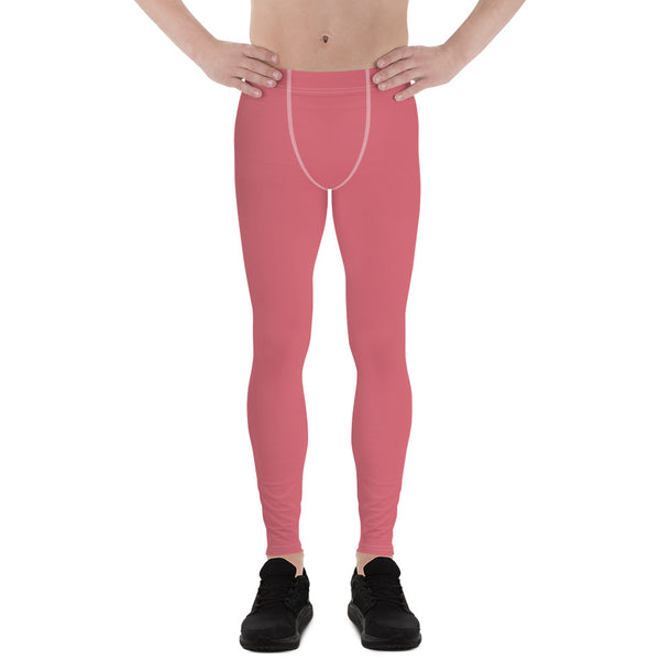 Peach Pink Nude Meggings, Solid Pink Color Print Premium Classic Elastic Comfy Men's Leggings Fitted Tights Pants - Made in USA/MX/EU (US Size: XS-3XL) Spandex Meggings Men's Workout Gym Tights Leggings, Compression Tights, Kinky Fetish Men Pants