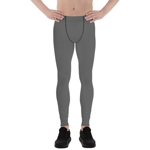 Dark Grey Color Meggings, Solid Gray Color Print Sexy Meggings Men's Workout Gym Tights Leggings, Men's Compression Tights Pants - Made in USA/ EU/ MX (US Size: XS-3XL) 