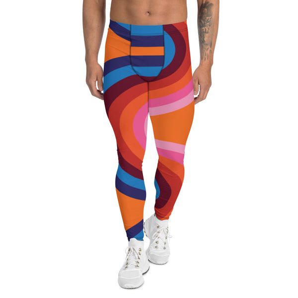 Orange Retro Style Men's Leggings