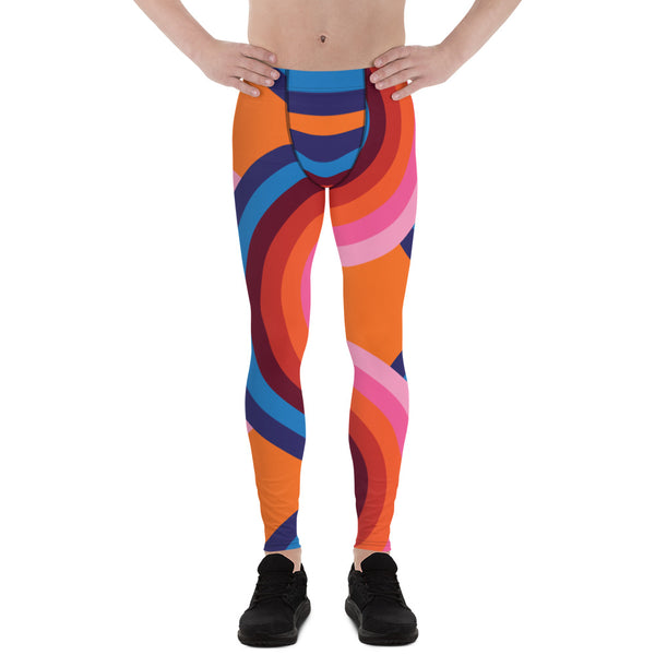 Orange Retro Style Men's Leggings