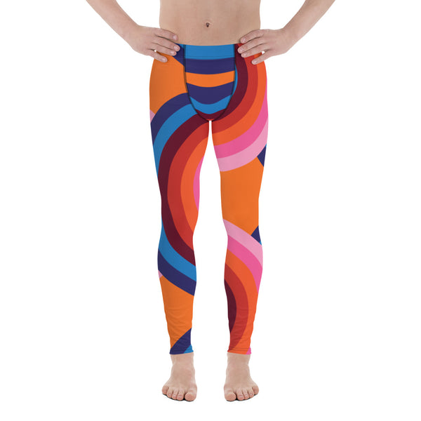 Orange Retro Style Men's Leggings