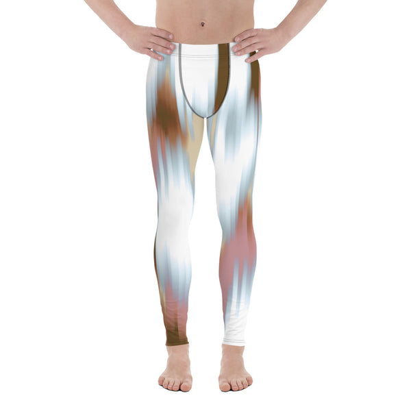 Pink White Abstract Meggings, Abstract Best Designer Print Sexy Meggings Men's Workout Gym Tights Leggings, Men's Compression Tights Pants - Made in USA/ EU/ MX (US Size: XS-3XL) 
