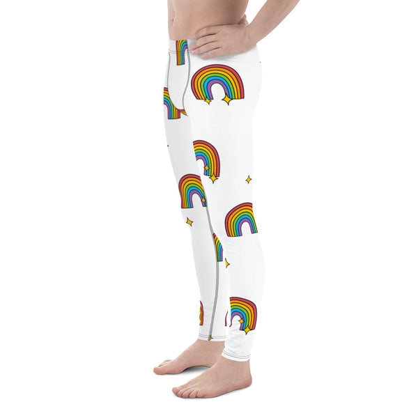 Rainbow Pride Meggings, Best Gay Pride Best Designer Print Sexy Meggings Men's Workout Gym Tights Leggings, Men's Compression Tights Pants - Made in USA/ EU/ MX (US Size: XS-3XL) Rainbow Flag Mens Leggings Gay Pride Meggings, Rainbow Pride Striped Meggings Leggings for Men From Pride Collection, Pride Outfits