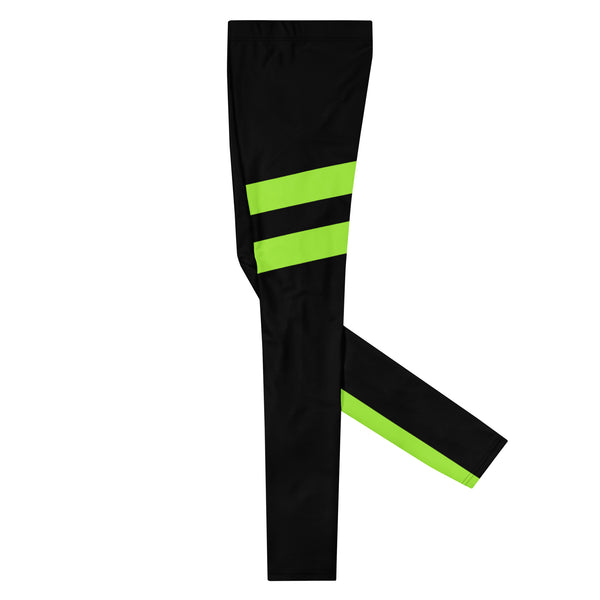 Neon Green Best Men's Leggings, Neon Green and Black Striped Designer Print Sexy Meggings Men's Workout Gym Tights Leggings, Men's Compression Tights Pants - Made in USA/ EU/ MX (US Size: XS-3XL)&nbsp;