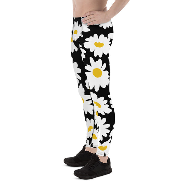 Black White Daisies Men's Leggings