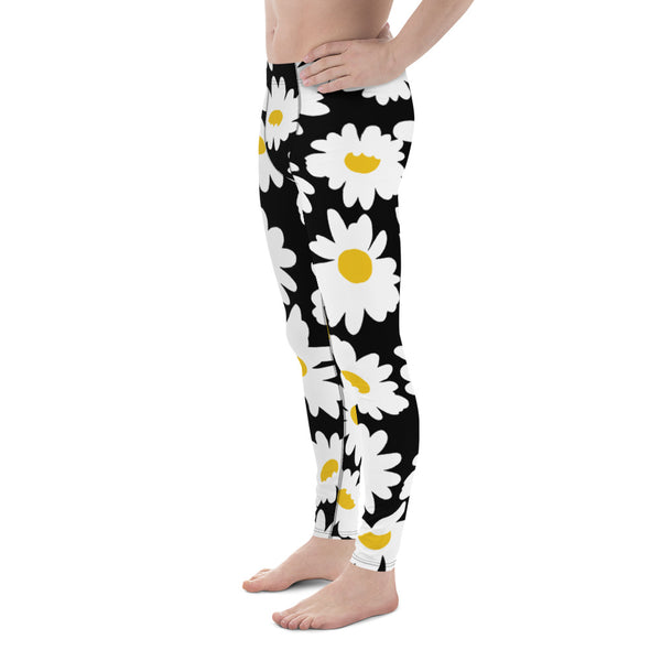 Black White Daisies Men's Leggings