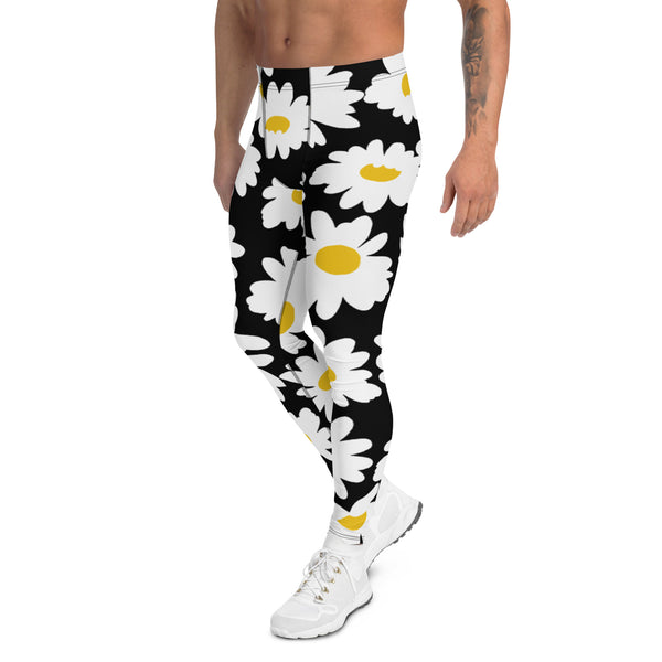 Black White Daisies Men's Leggings