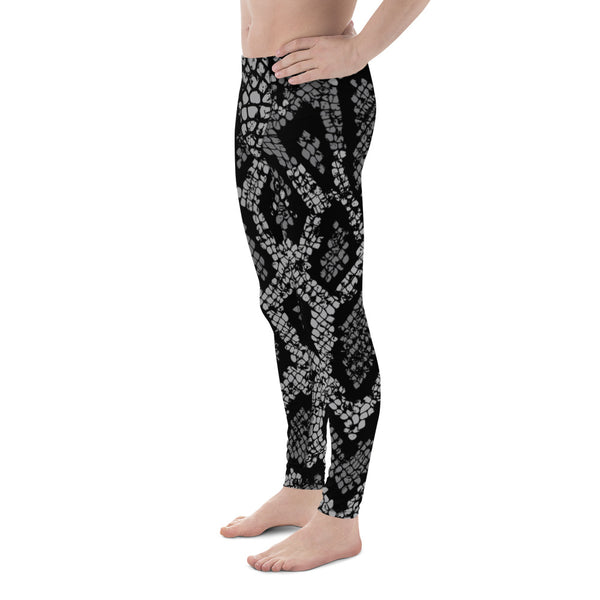 Black Snake Print Men's Leggings