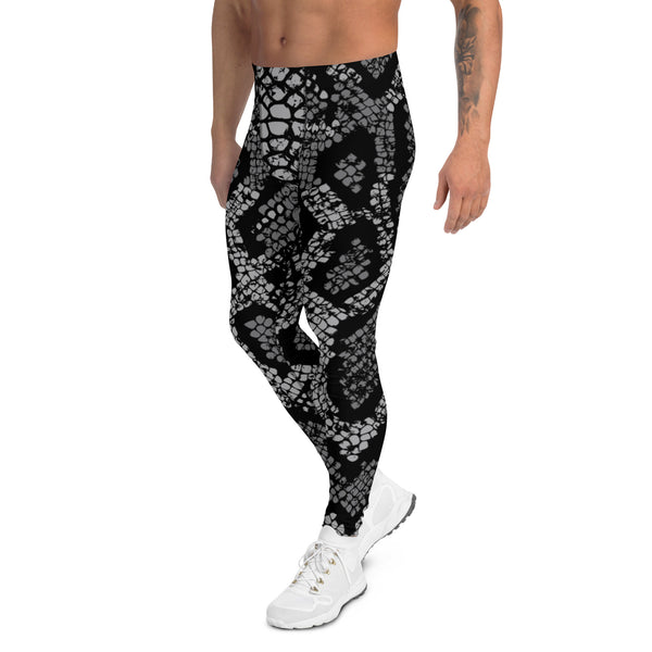 Black Snake Print Men's Leggings