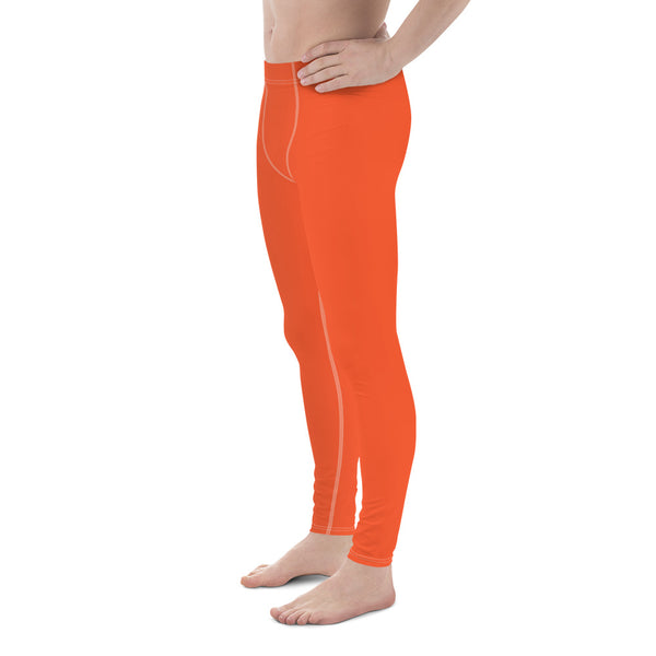 Pale Orange Color Meggings, Solid Orange Color Print Sexy Meggings Men's Workout Gym Tights Leggings, Men's Compression Tights Pants - Made in USA/ EU/ MX (US Size: XS-3XL) 