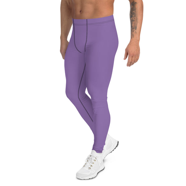 Lavender Purple Color Men's Leggings, Solid Purple Color Premium Designer Men's Tight Pants - Made in USA/EU/MX