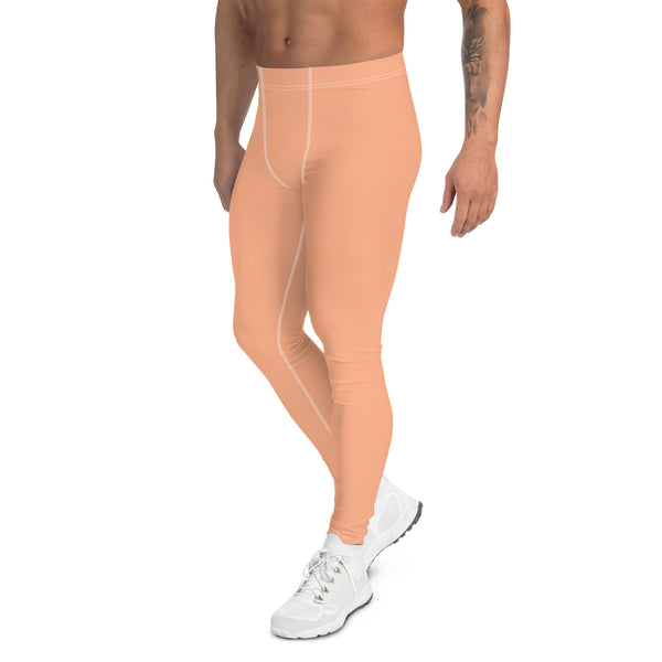 Baby Pink Nude Meggings, Solid Pink Color Premium Quality Best Designer Men's Leggings - Made in USA/EU/MX