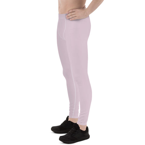 Light Pastel Pink Nude Meggings, Solid Pink Color Print Premium Classic Elastic Comfy Men's Leggings Fitted Tights Pants - Made in USA/MX/EU (US Size: XS-3XL) Spandex Meggings Men's Workout Gym Tights Leggings, Compression Tights, Kinky Fetish Men Pants