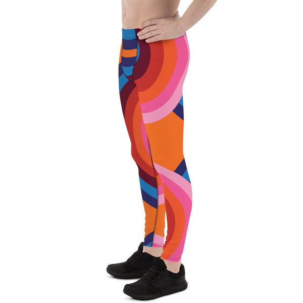 Orange Retro Style Men's Leggings