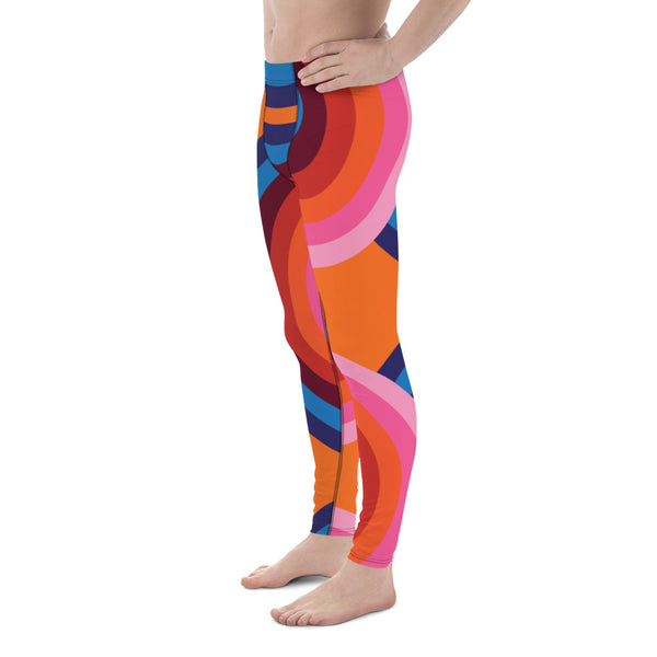 Orange Retro Style Men's Leggings