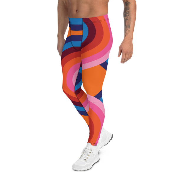 Orange Retro Style Men's Leggings
